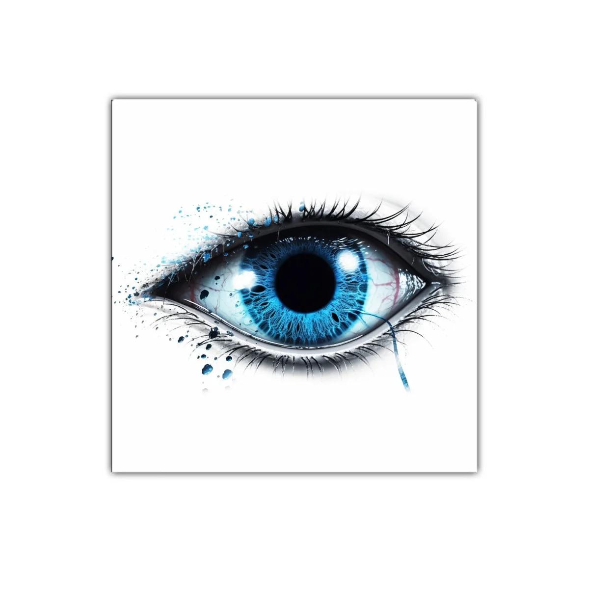 Cuadro decorativo ojo azul con efecto acuarela vibrante