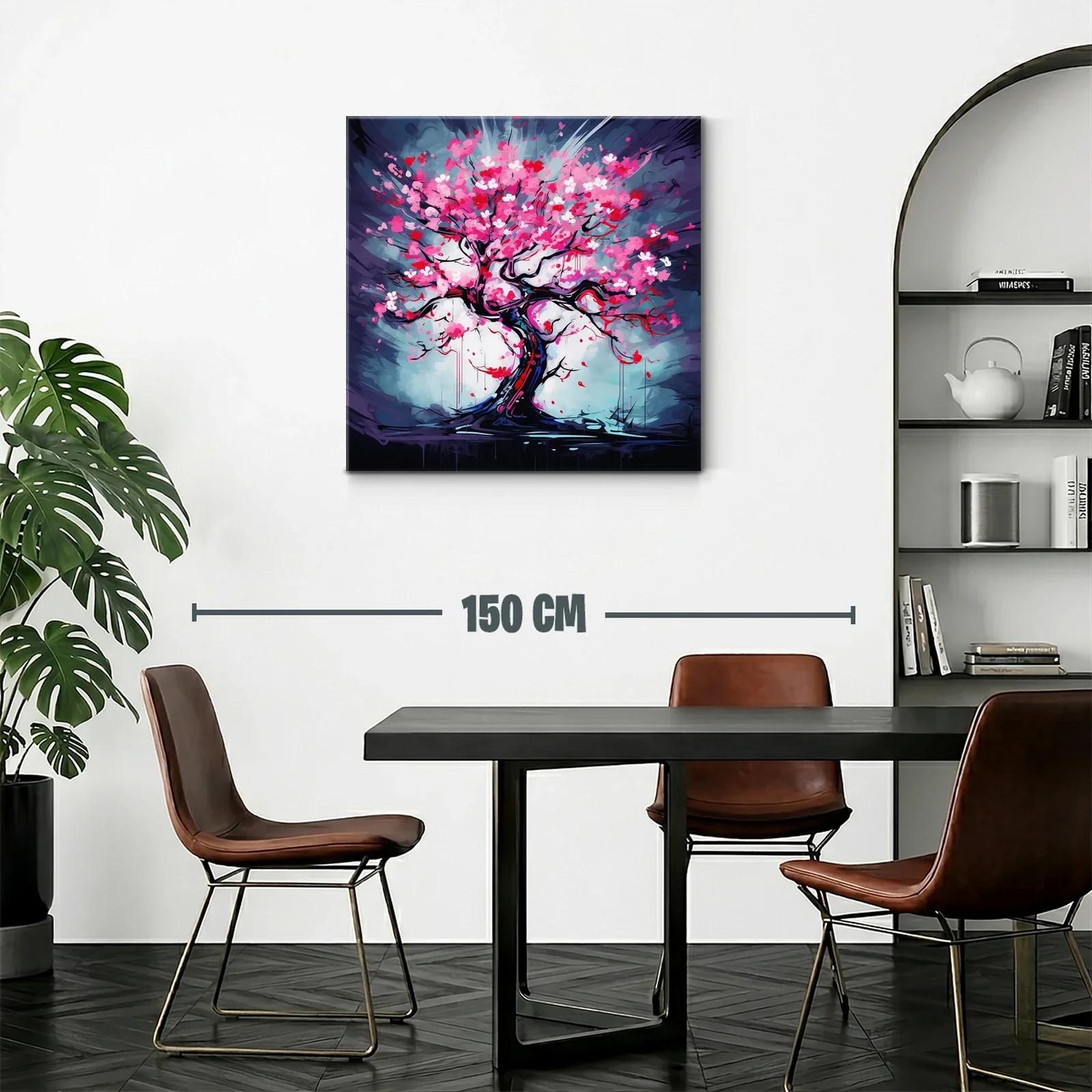 Árbol de flores vibrantes en tonos rosas y rojos — miniatura 2