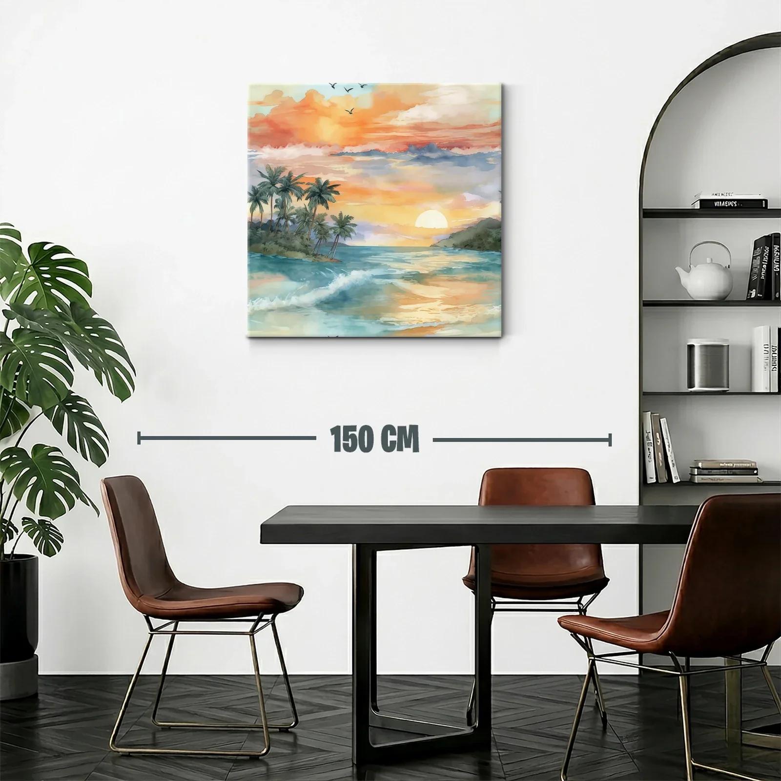 Atardecer tropical con palmeras y mar en calma — miniatura 2