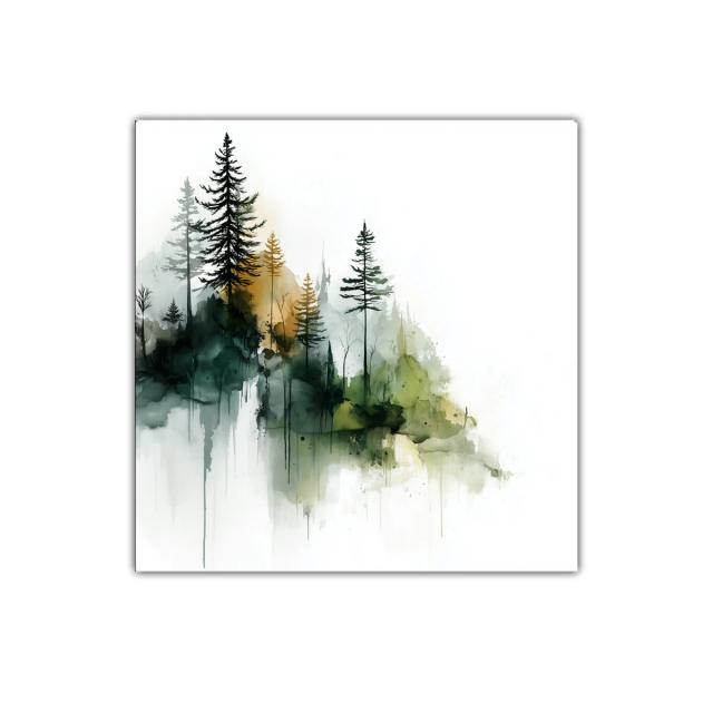 Bosque abstracto en tonos verdes y ocres para decorar