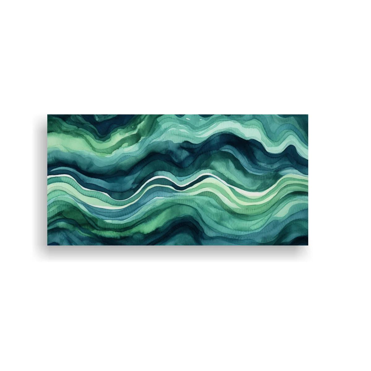 Cuadro ondas abstractas en verde y turquesa