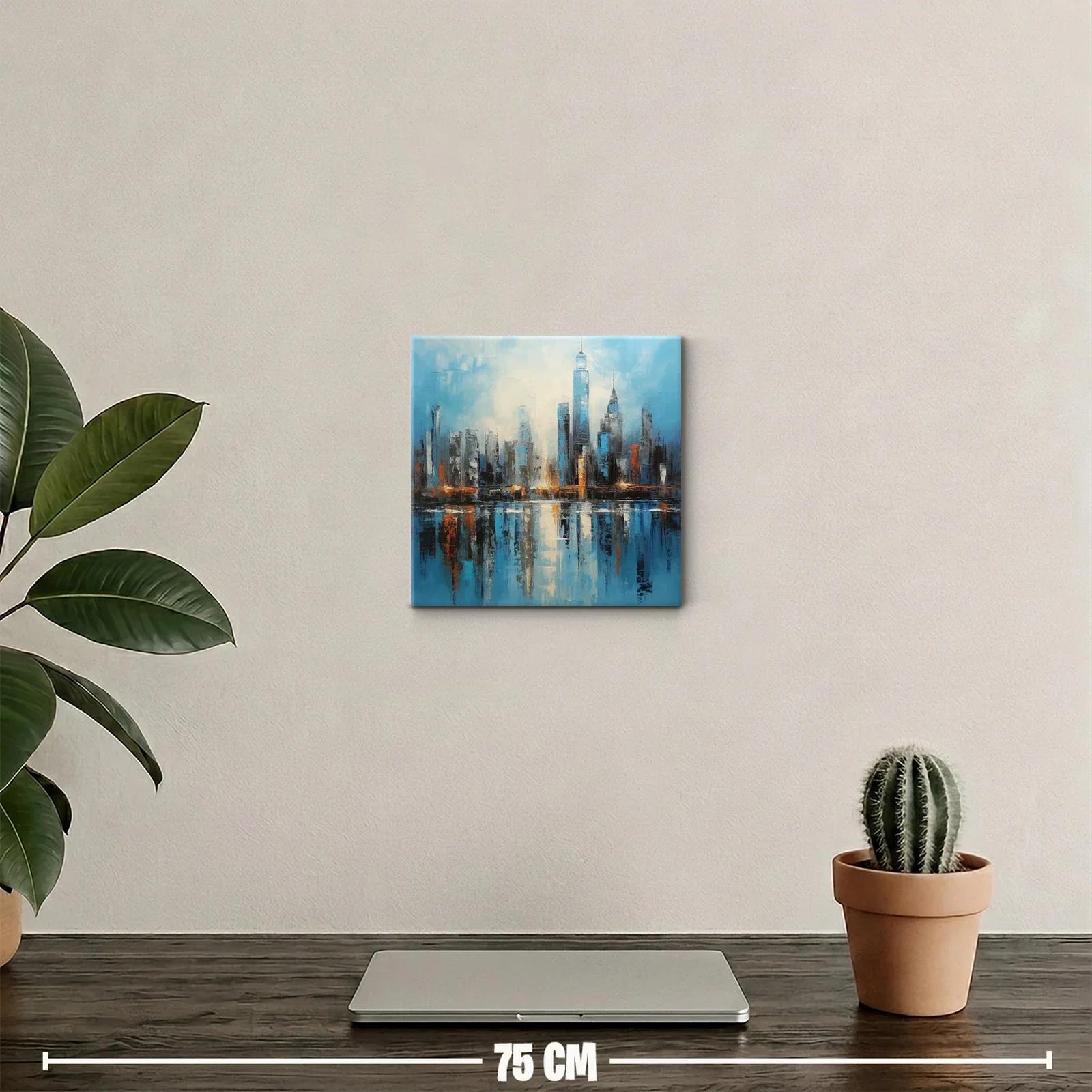 Cuadro panorámico moderno con ciudad reflejada en agua — miniatura 2