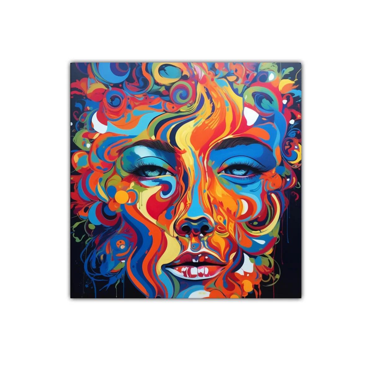 Rostro abstracto con vibrantes colores intensos y dinámicos — imagen principal