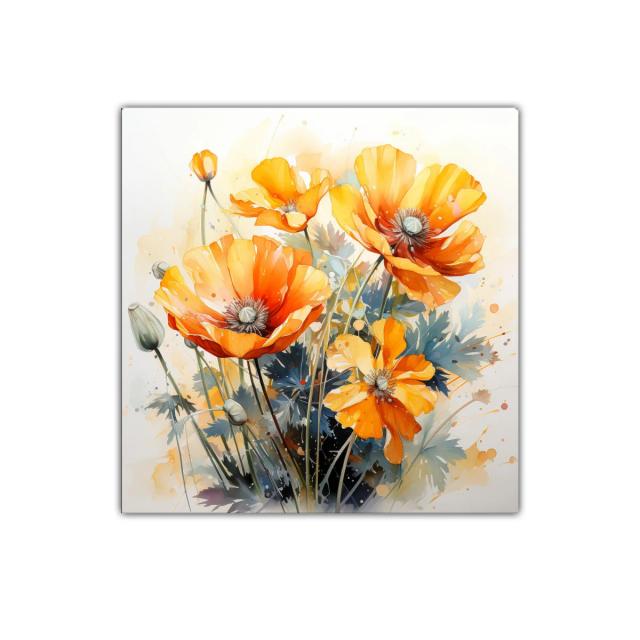 Cuadro decorativo con amapolas naranjas vibrantes y delicadas