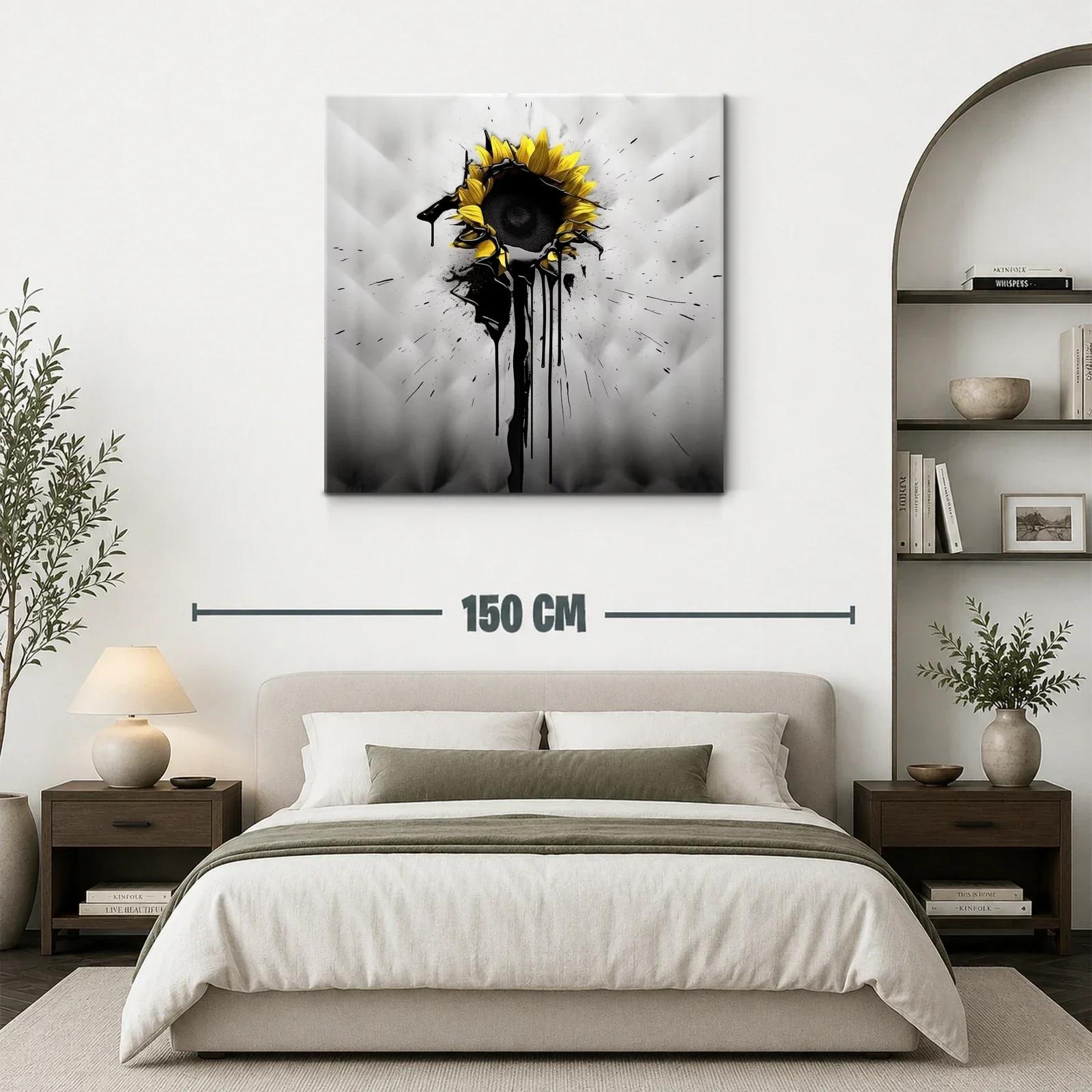 Girasol moderno con toque de tinta negra expresiva — miniatura 3