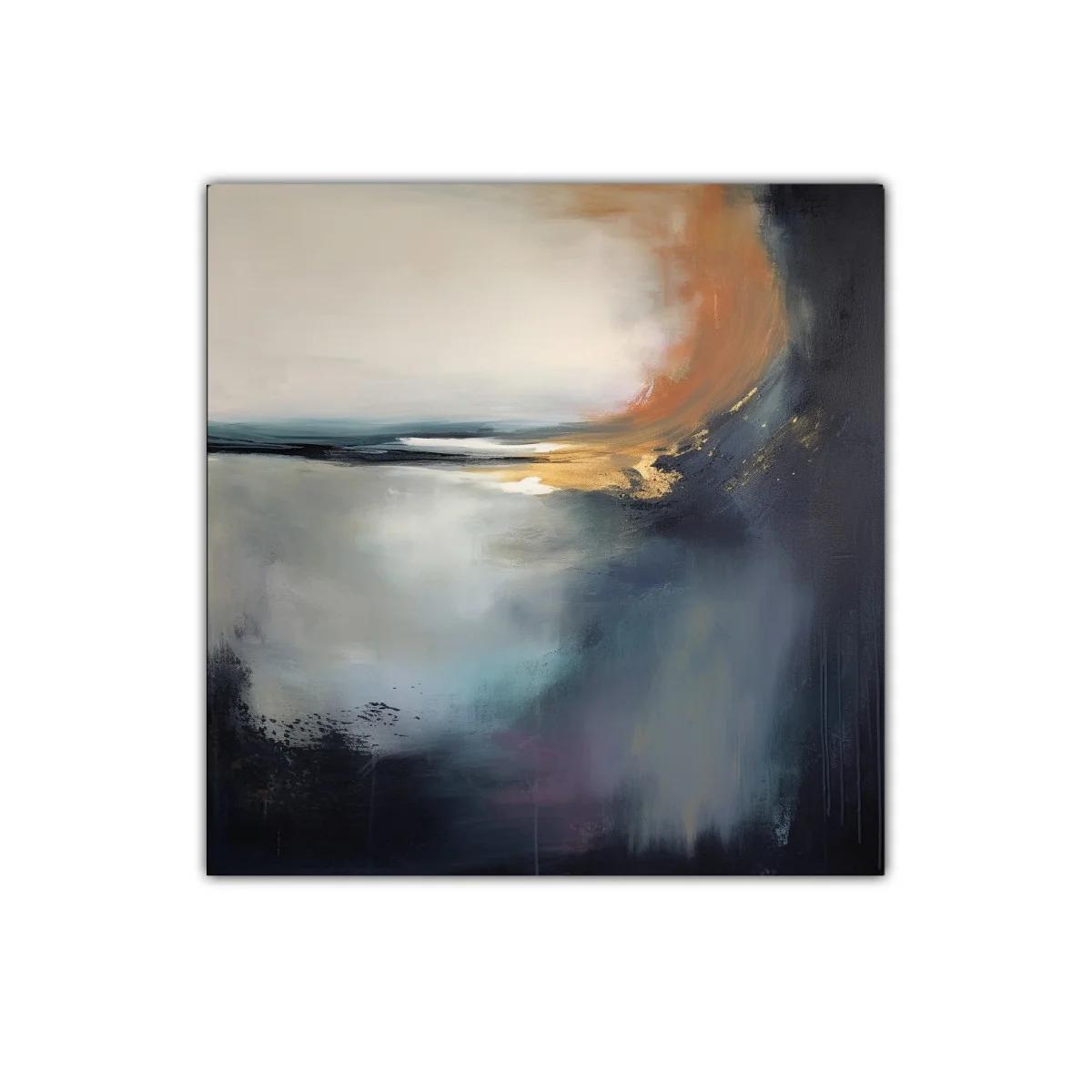 Cuadro abstracto con tonos cálidos y fríos en armonía — imagen principal