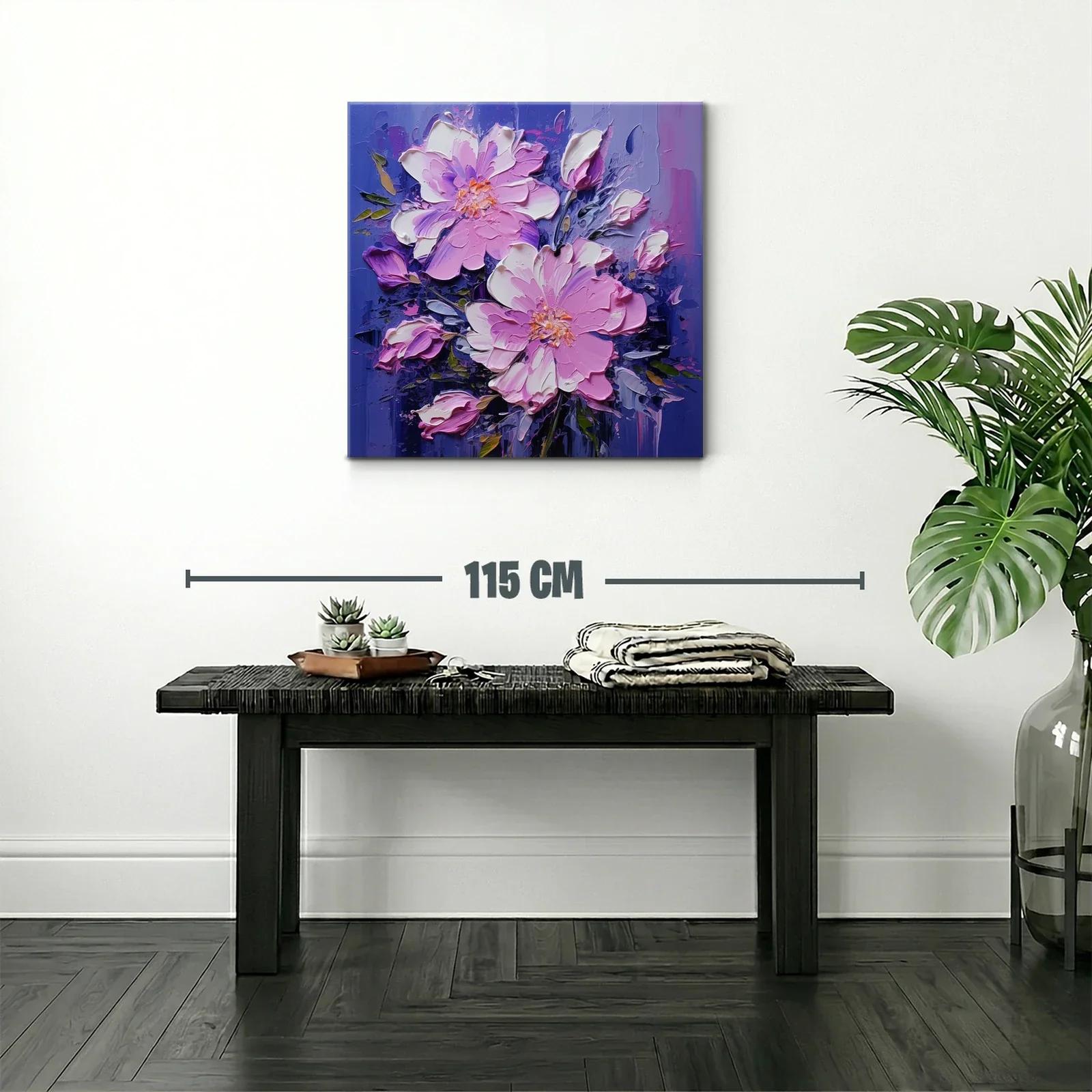 Cuadro floral en tonos violetas y rosas vibrantes — miniatura 2