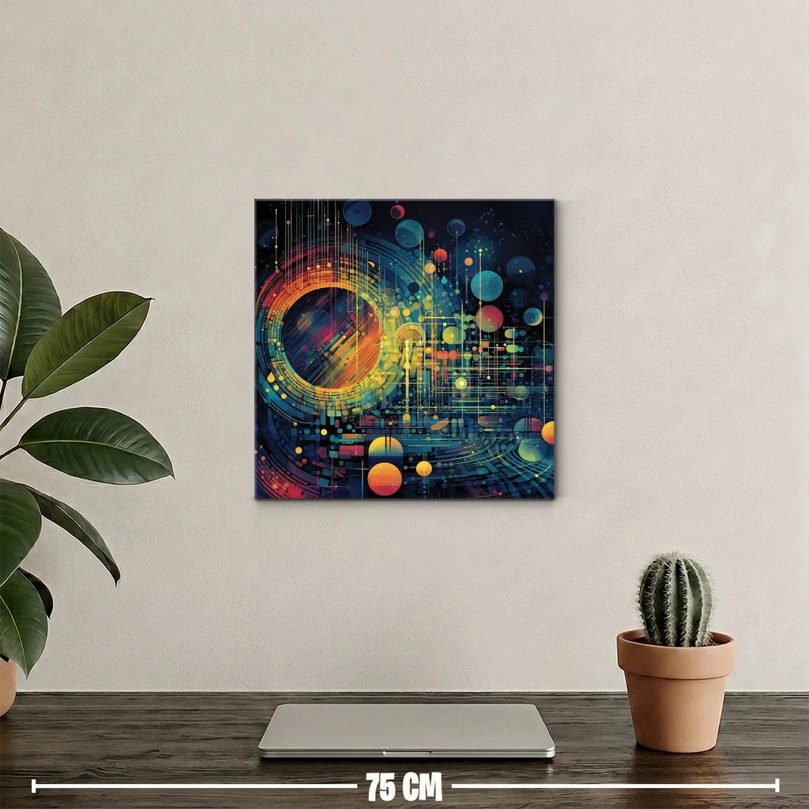 Cuadro abstracto con formas geométricas y vibrante energía — miniatura 2