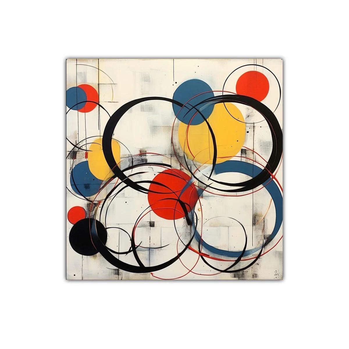 Cuadro abstracto con círculos en tonos cálidos y neutros — imagen principal