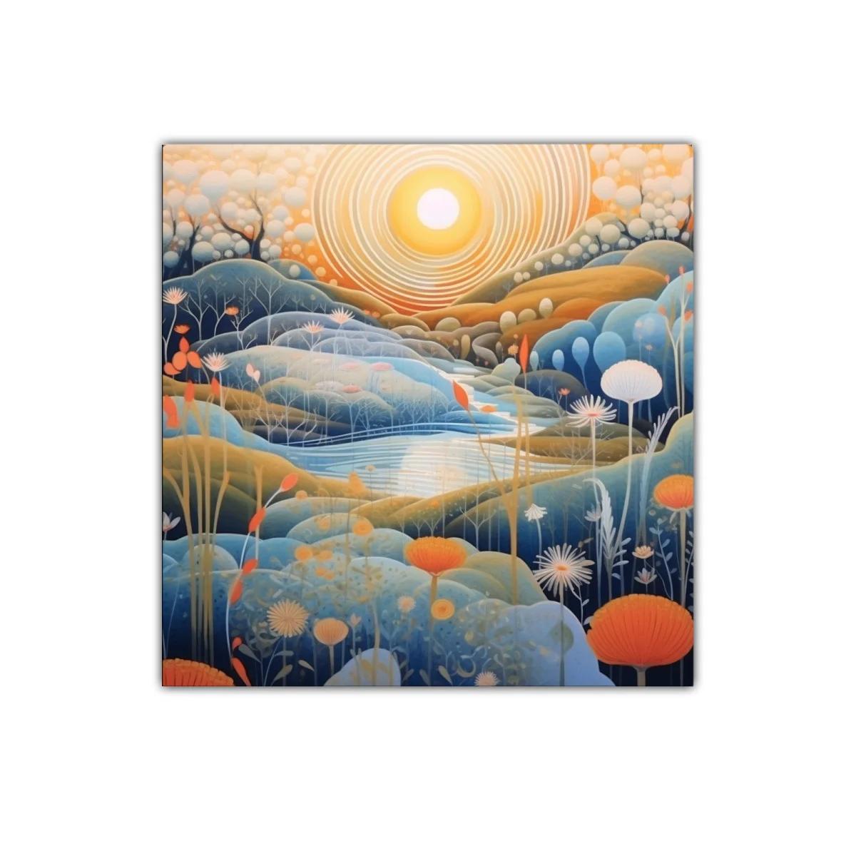 Paisaje onírico con cálidos tonos al amanecer