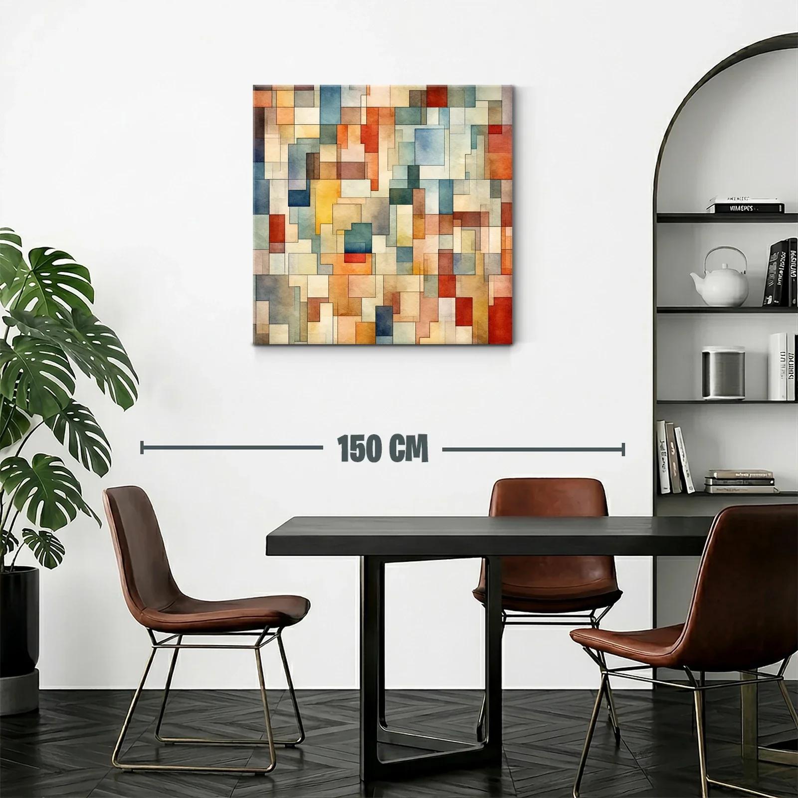 Composición abstracta con bloques en tonos cálidos y fríos — miniatura 2