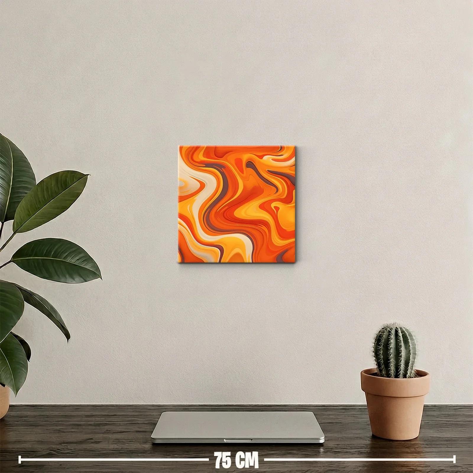 Cuadro abstracto con vibrantes tonos cálidos y formas fluidas — miniatura 2
