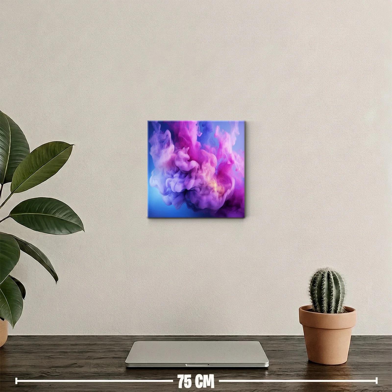 Cuadro abstracto con movimiento en tonos lila y azul — miniatura 2