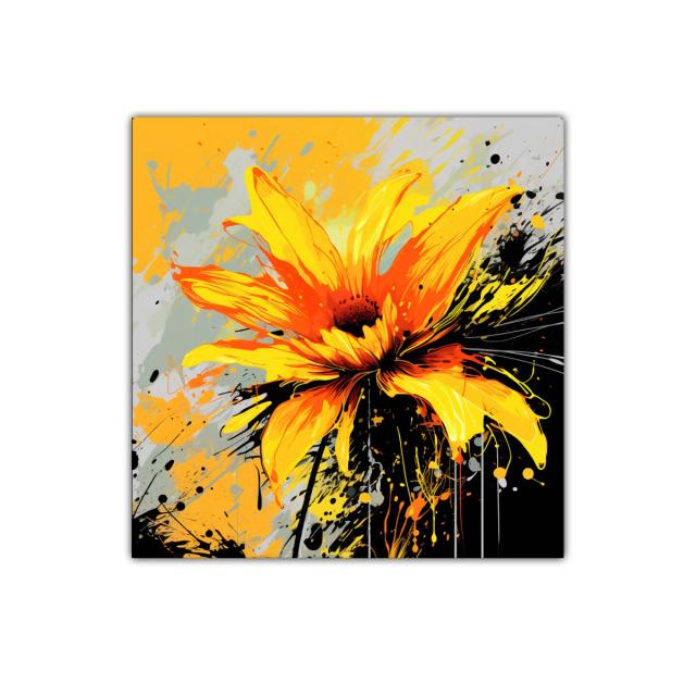 Flor vibrante en explosión de color amarillos y naranjas