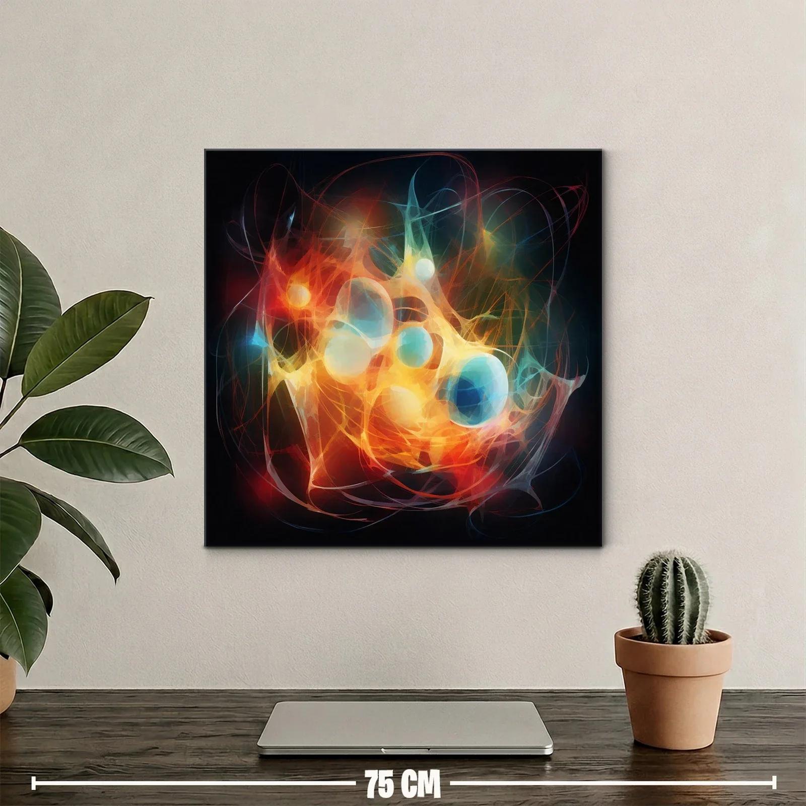 Cuadro abstracto con esferas vibrantes y líneas dinámicas — miniatura 2