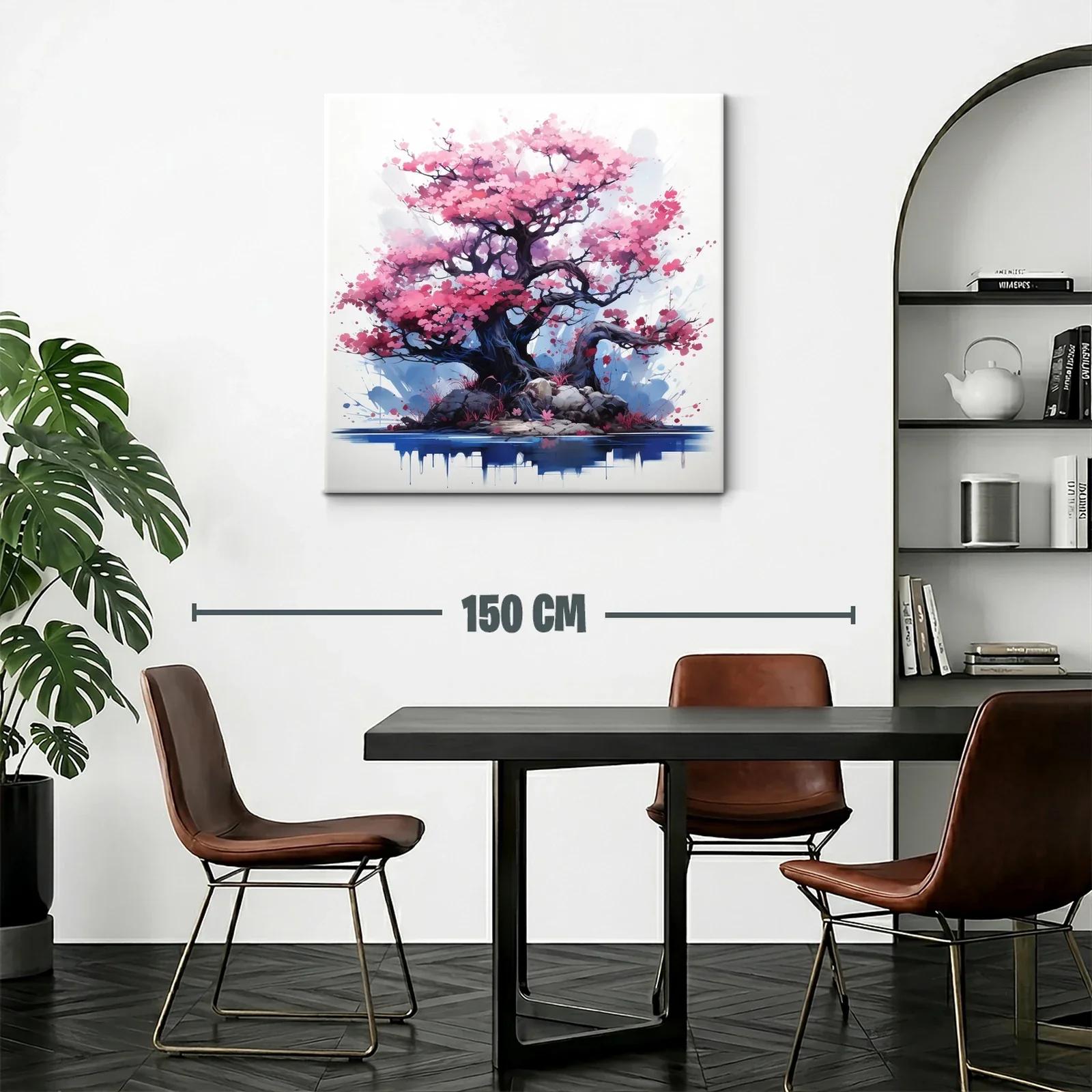 Árbol con flores rosas en paisaje delicado y armonioso — miniatura 2