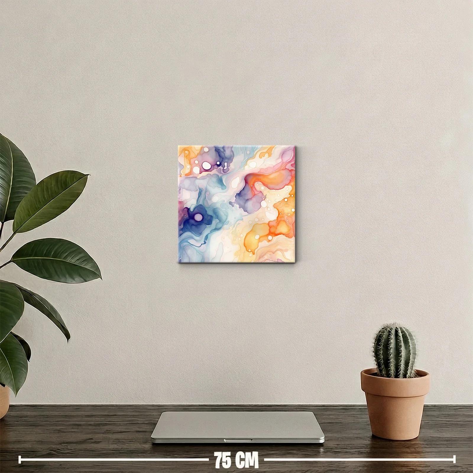 Cuadro decorativo abstracto en tonos cálidos y fríos — miniatura 2