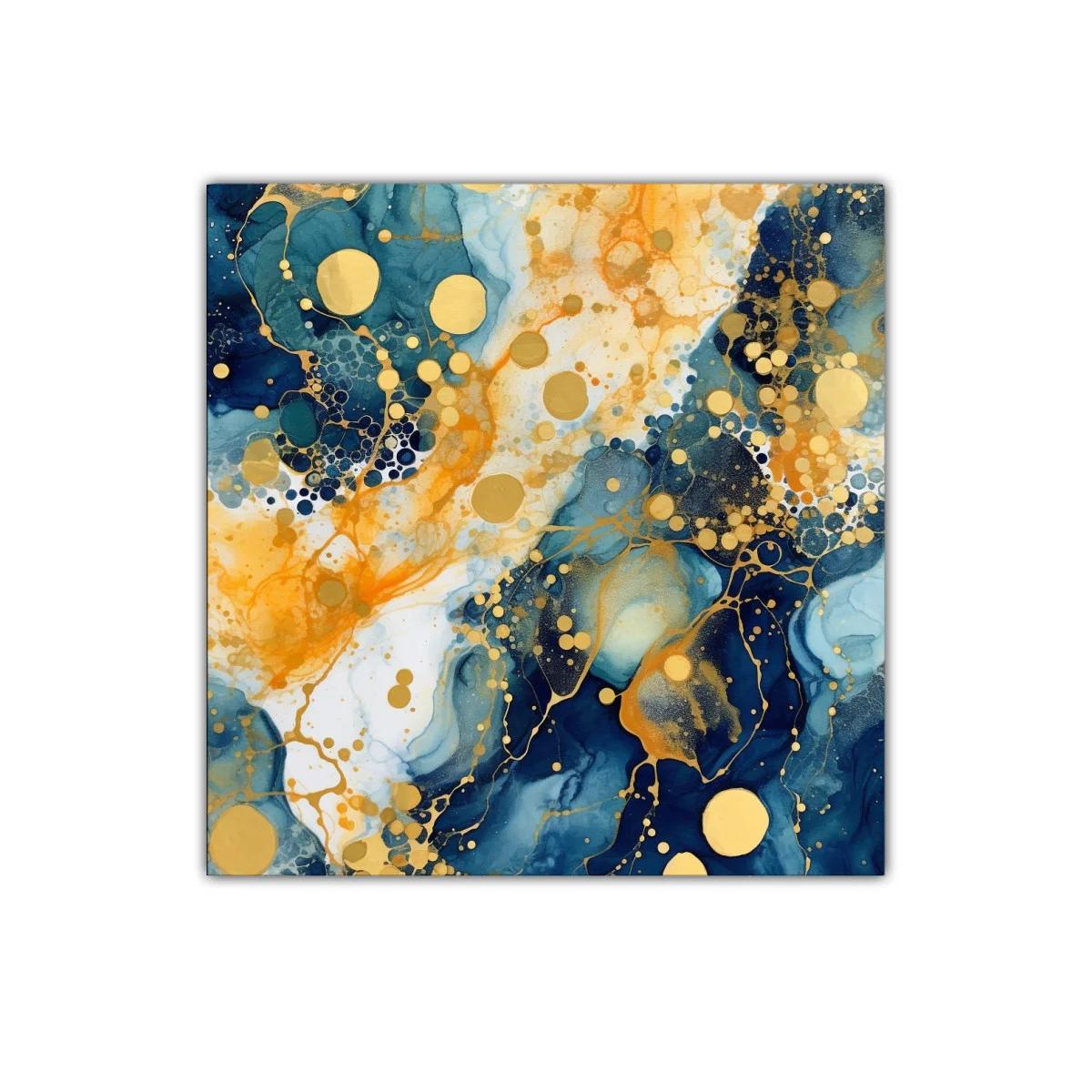 Cuadro decorativo con diseño abstracto en tonos dorados y azules