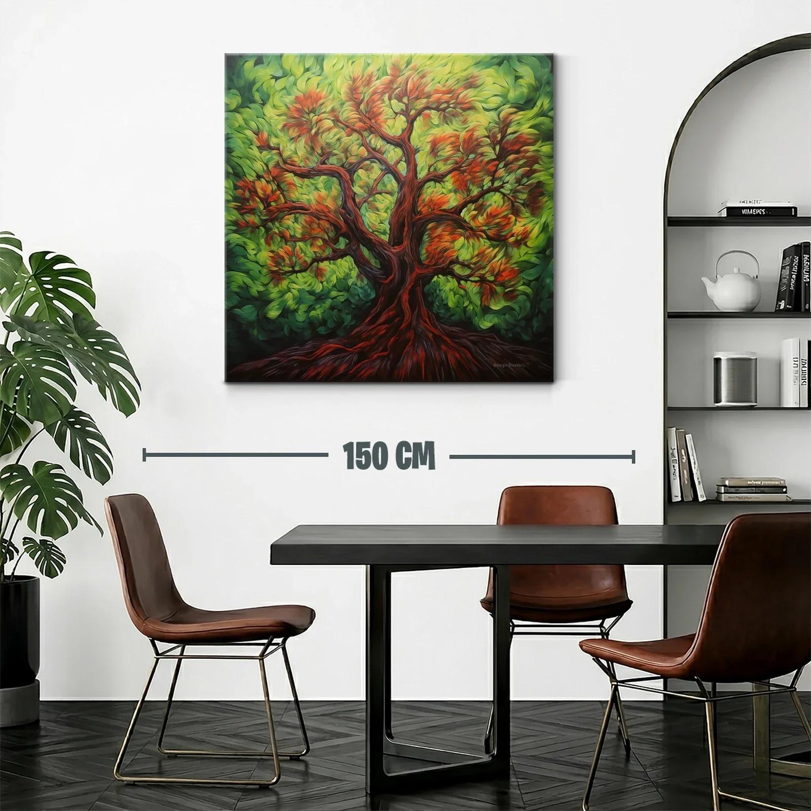 Árbol con hojas vibrantes en tonos verdes y rojos — miniatura 2