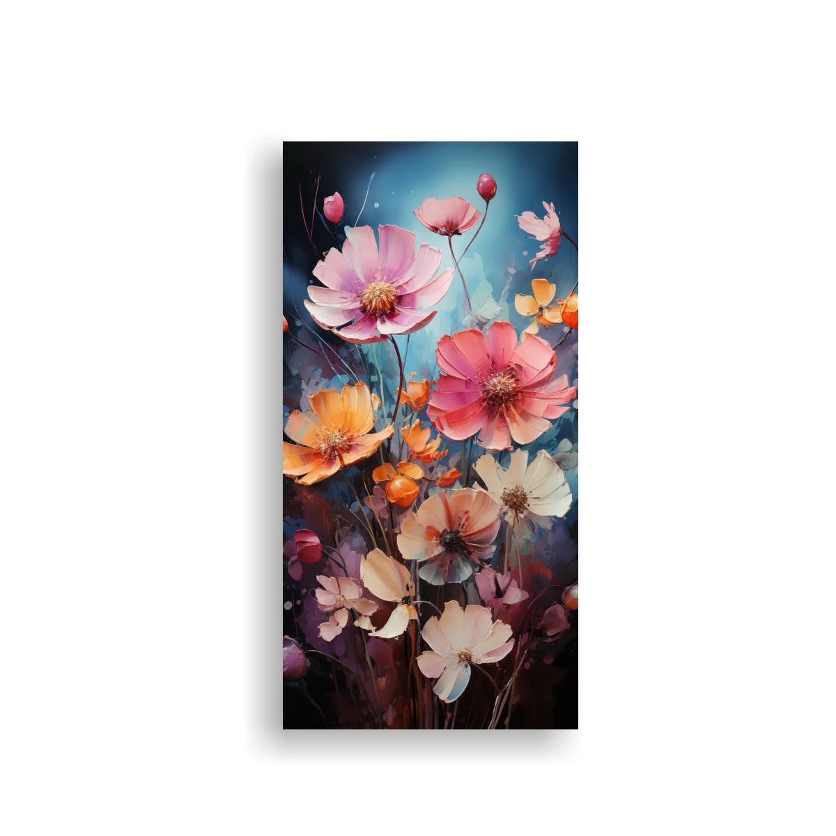 Cuadro cosmos rosadas con fondo oscuro brumoso — imagen principal