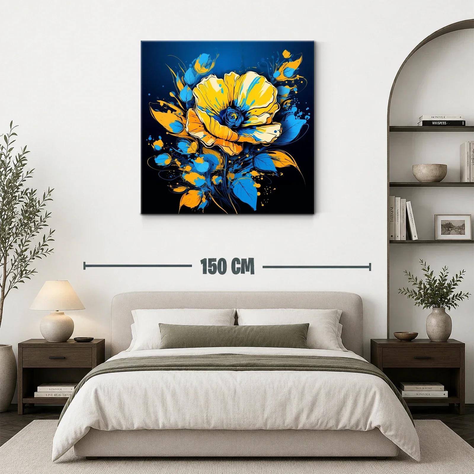 Flor vibrante en tonos azules y amarillos contrastantes — miniatura 3