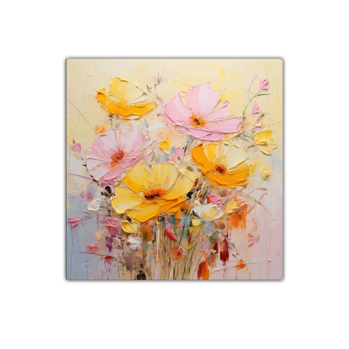 Cuadro decorativo ramo de flores en tonos cálidos y pastel — imagen principal