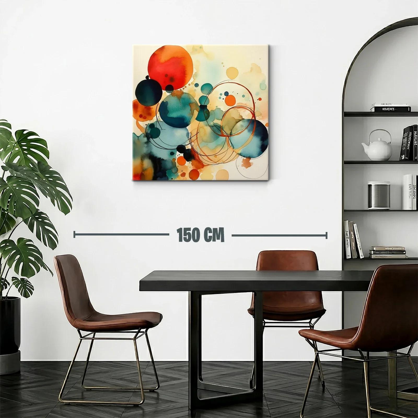 Composición abstracta con círculos en tonos cálidos y fríos — miniatura 2