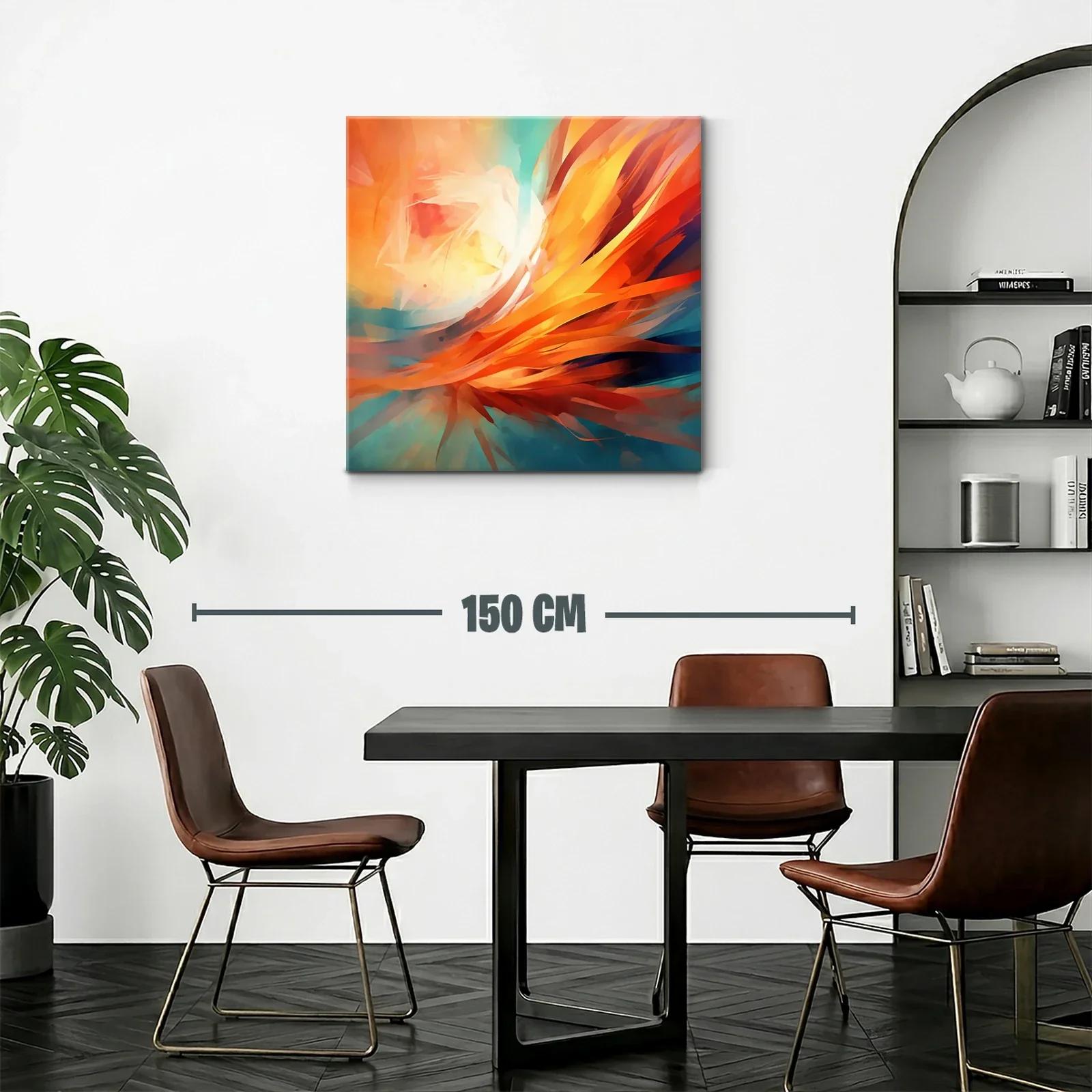 Cuadro abstracto con vibrantes tonos cálidos y fríos — miniatura 2
