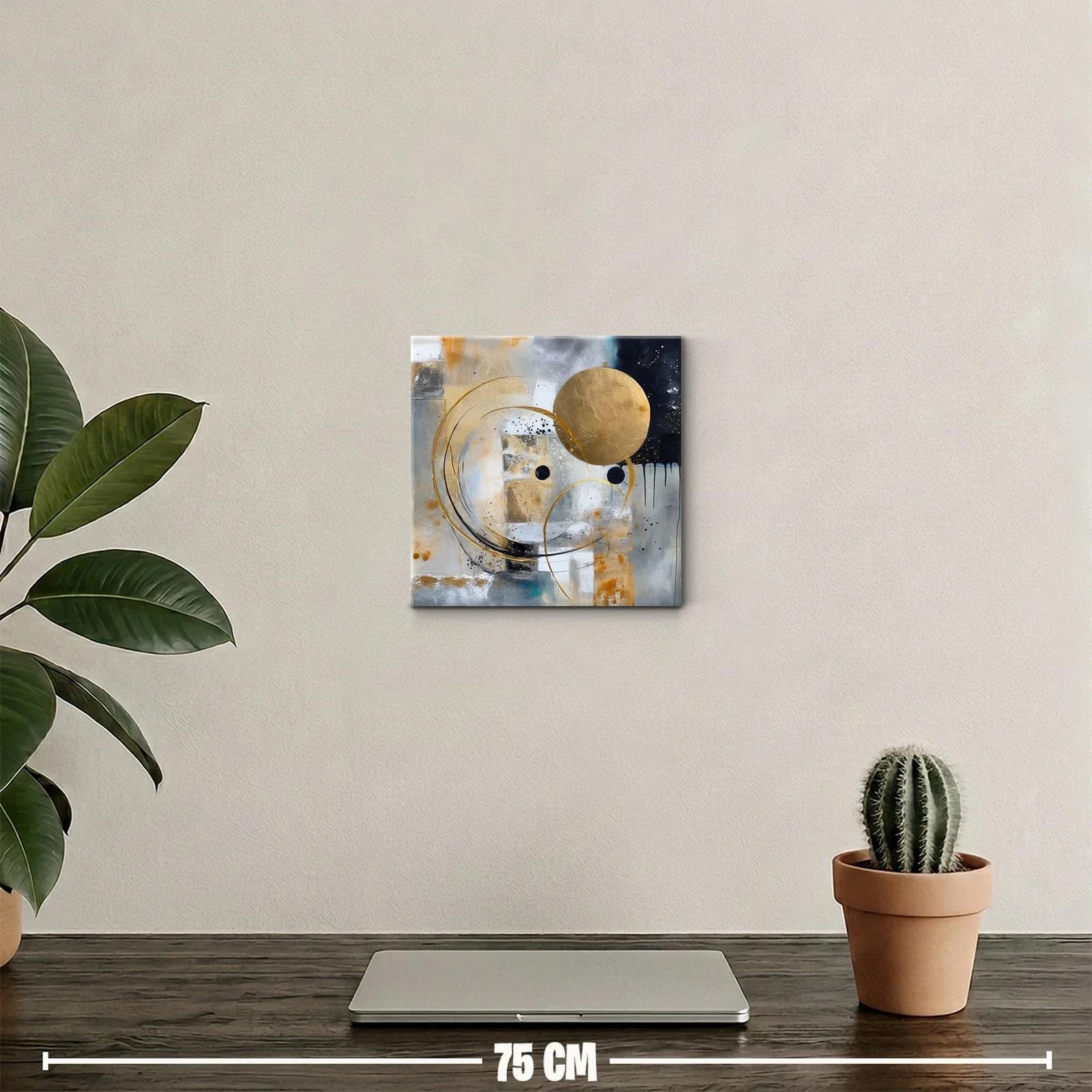 Composición abstracta con círculos dorados y tonos neutros — miniatura 2