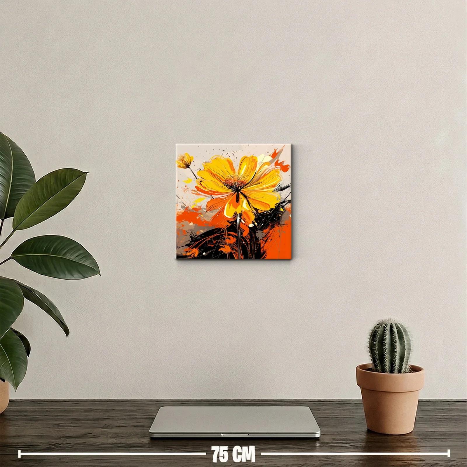 Cuadro vibrante con flor amarilla y naranja explosiva — miniatura 2