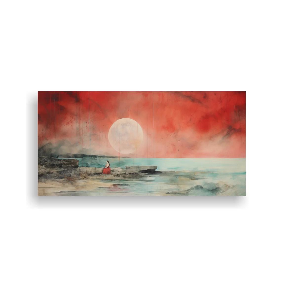 Cuadro velero con vela roja y gran sol claro