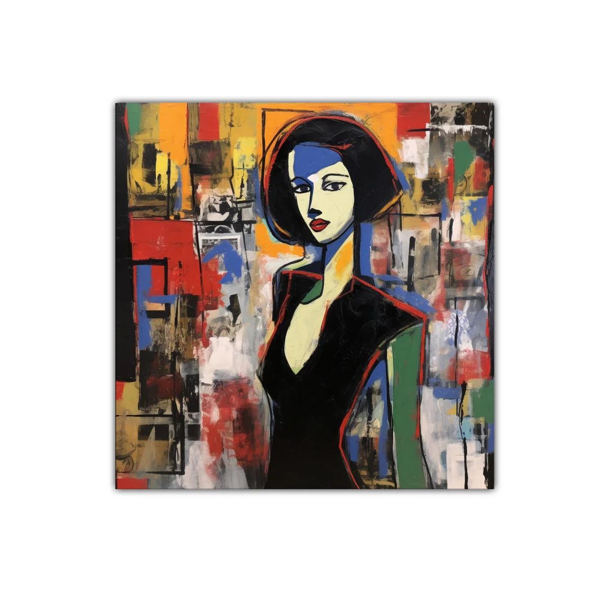 Retrato femenino con contrastes vibrantes y trazos expresivos — imagen principal