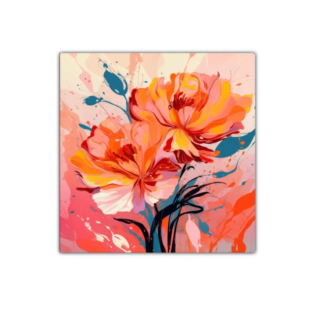 Cuadro decorativo con flores vibrantes en tonos cálidos