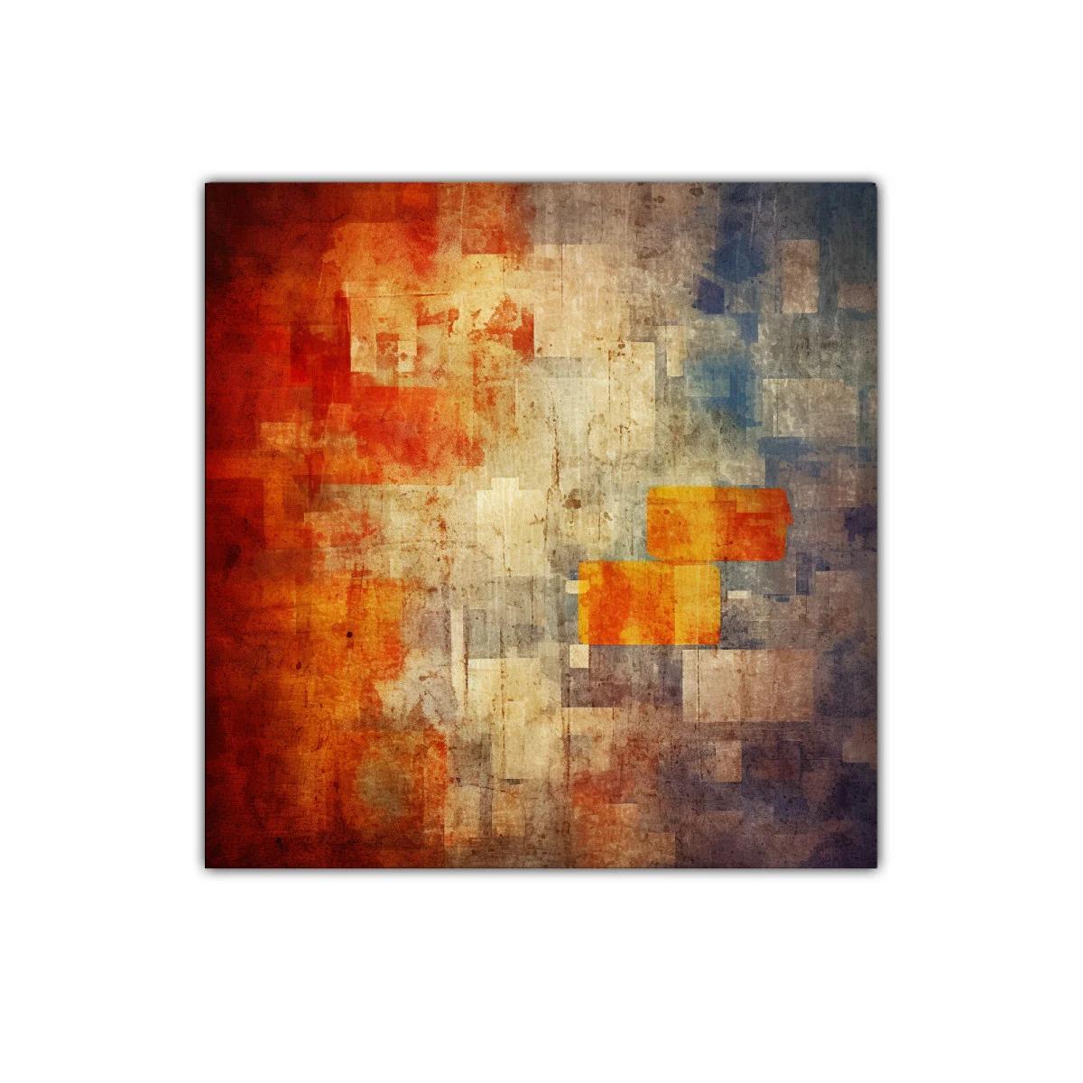 Composición abstracta en tonos cálidos y fríos contrastantes