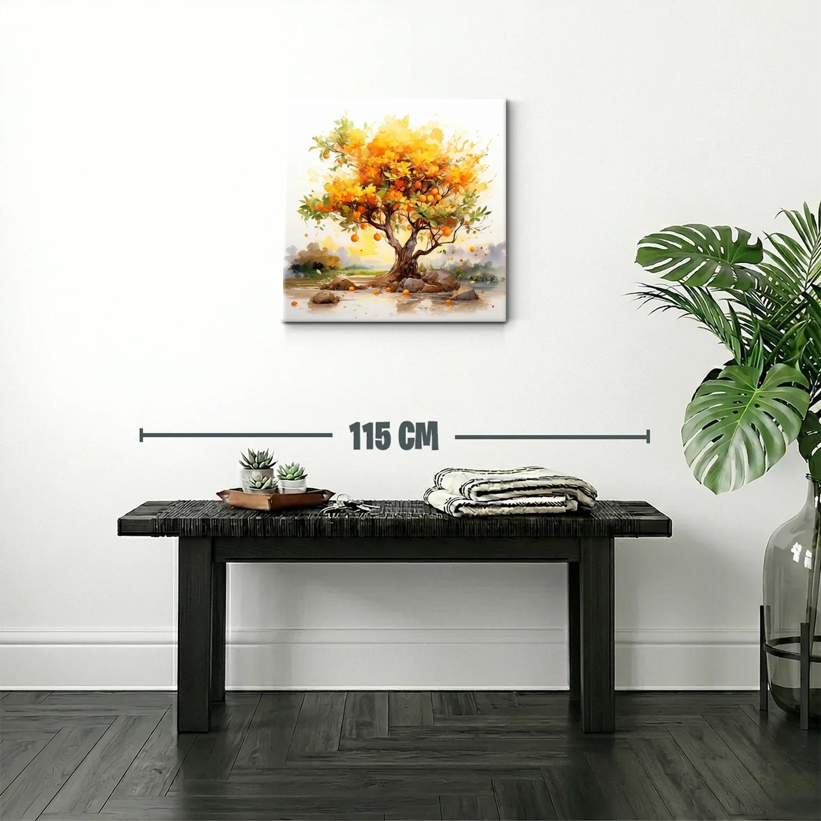 Árbol de naranjas iluminado en vibrantes tonos cálidos — miniatura 2