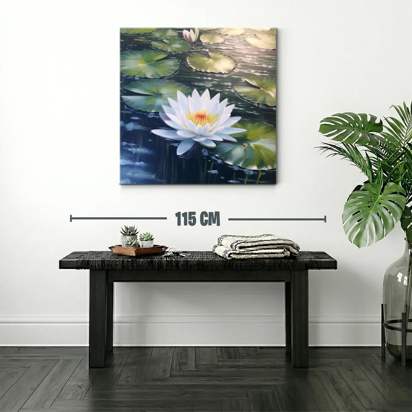 Flor de loto blanca en estanque sereno y natural — miniatura 2