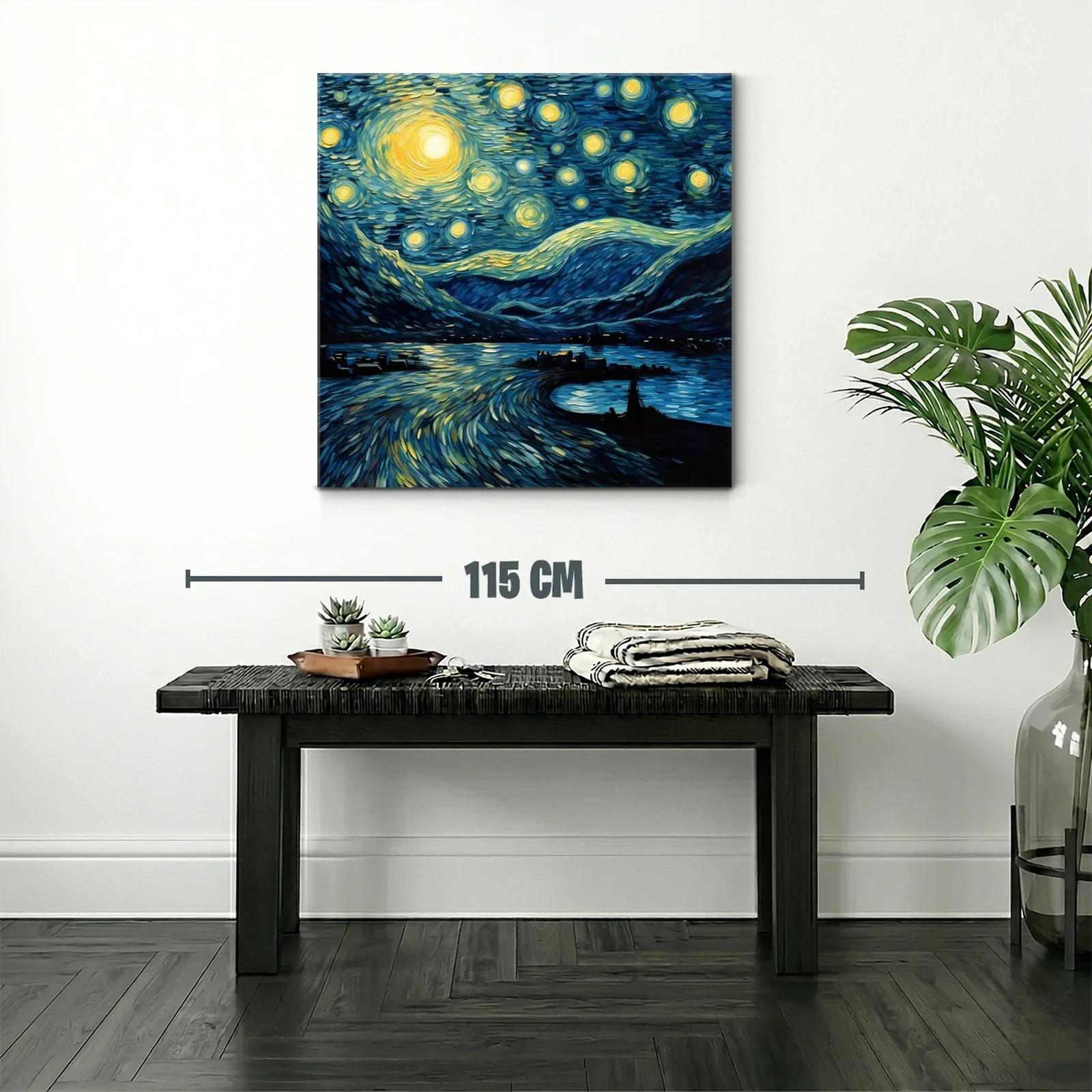 Paisaje nocturno con cielo estrellado y reflejos vibrantes — miniatura 2