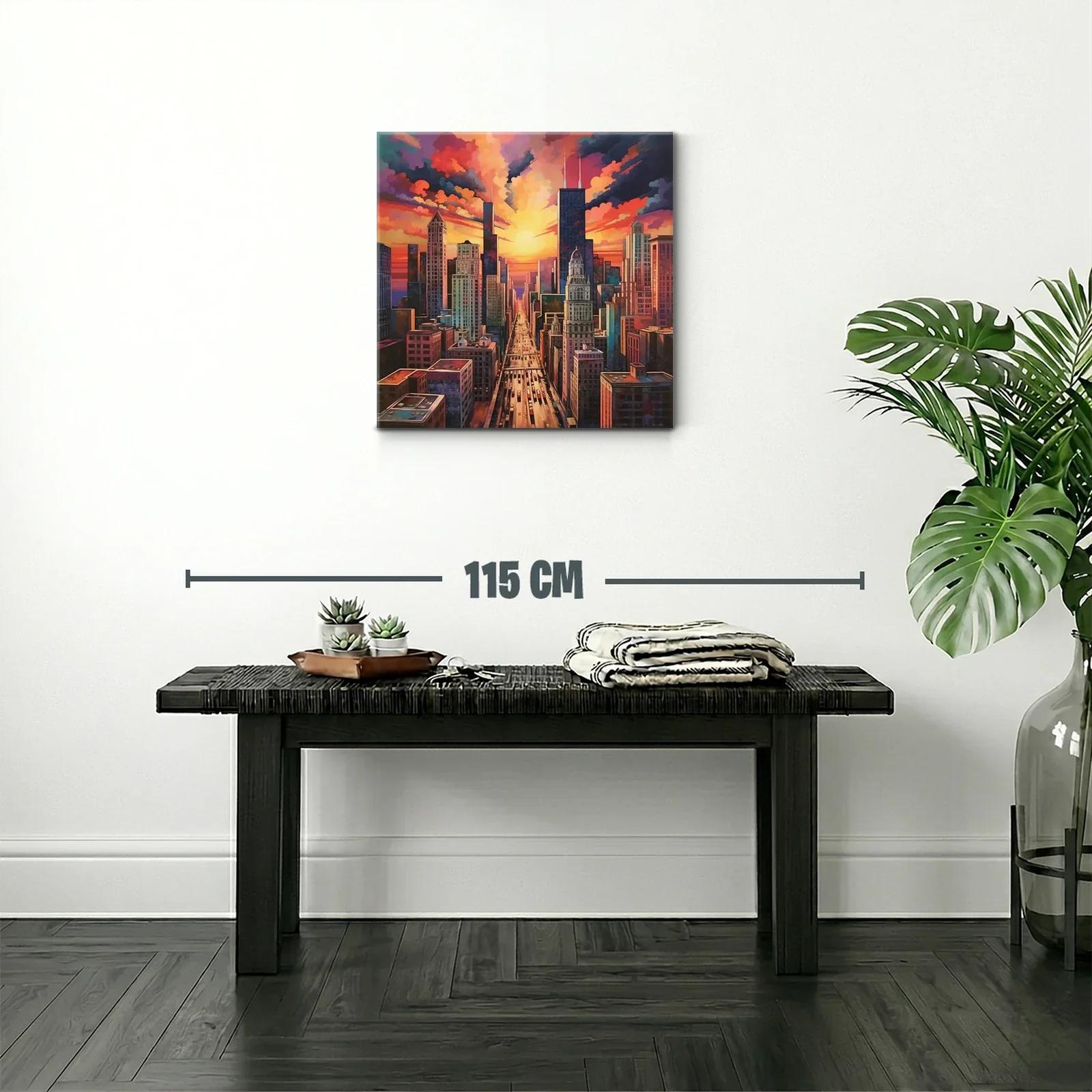 Atardecer vibrante en ciudad urbana con rascacielos — miniatura 2