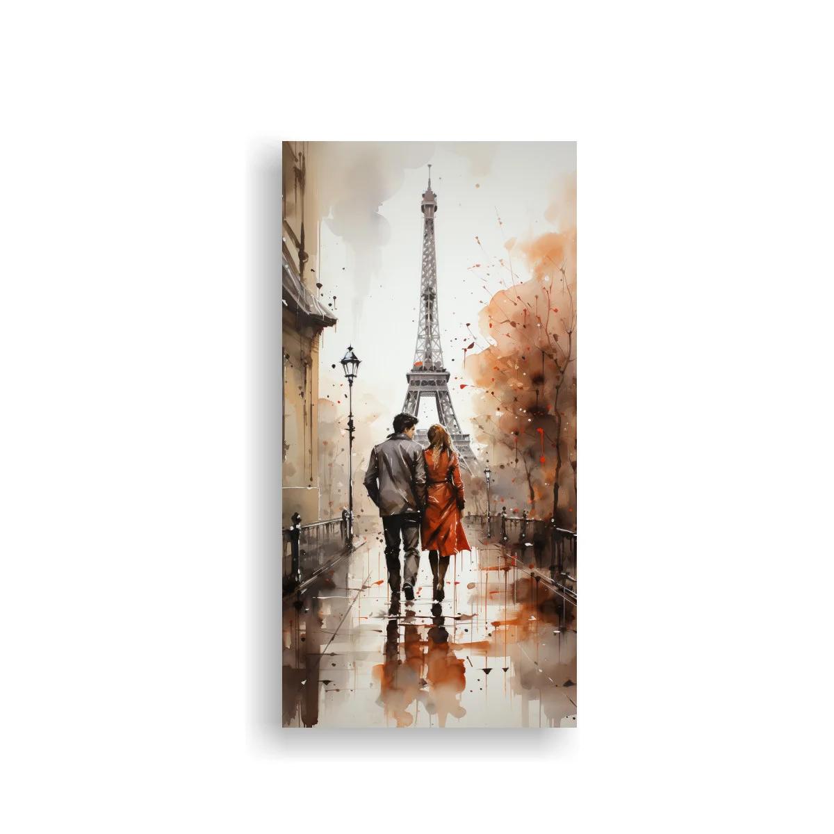 Cuadro pareja de espaldas hacia la Torre Eiffel