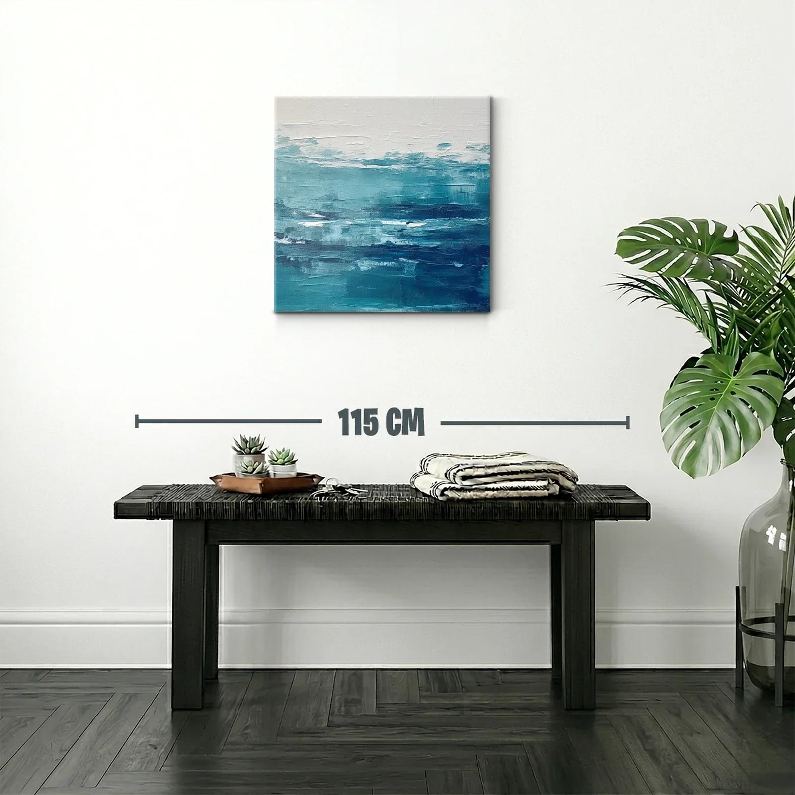 Cuadro abstracto con tonos azules para ambiente sereno — miniatura 2