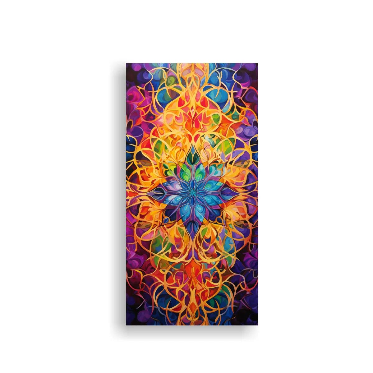 Cuadro mandala de fuego azul y carmesí — imagen principal