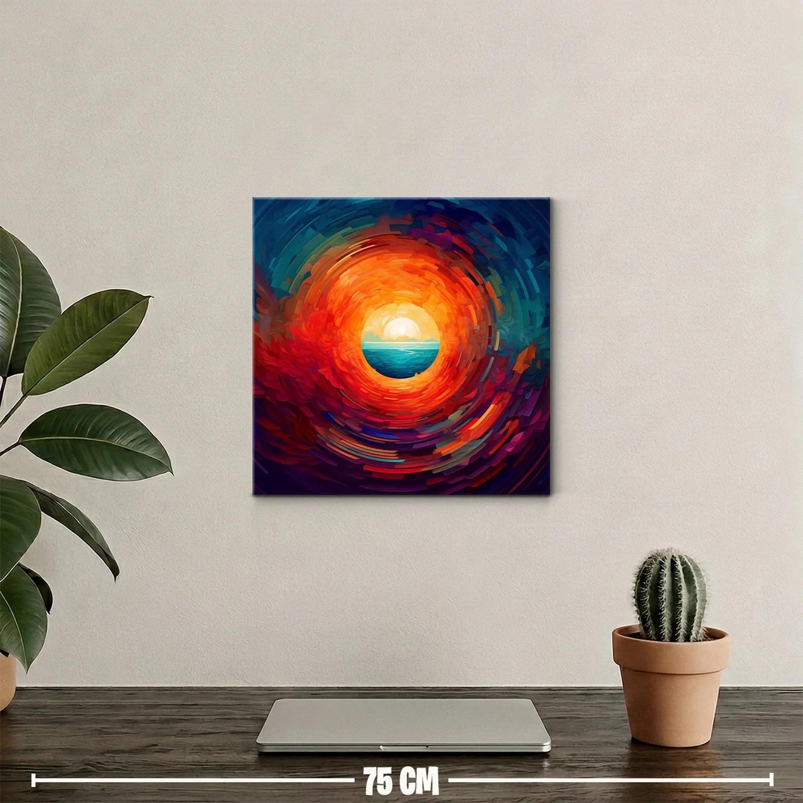 Círculo de fuego con horizonte y mar en tonos vibrantes — miniatura 2