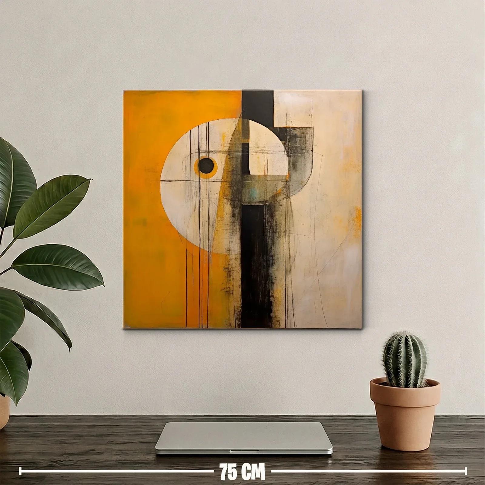 Cuadro abstracto con formas circulares y tonos cálidos — miniatura 2