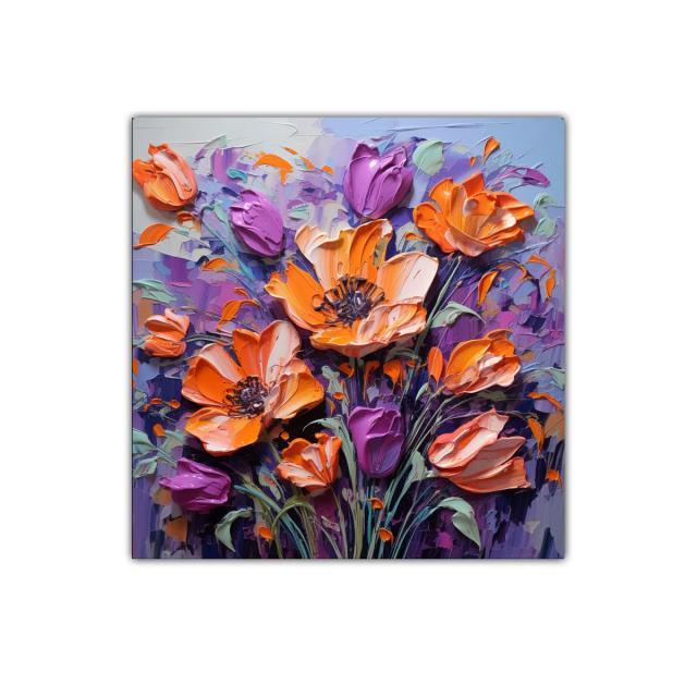Cuadro decorativo con ramo vibrante de flores en tonos cálidos