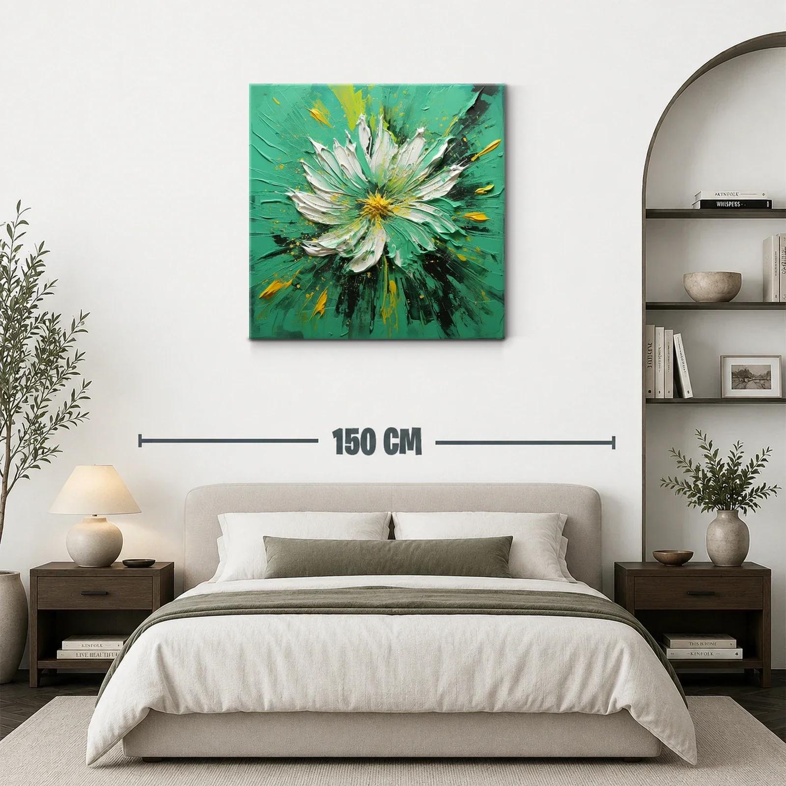 Cuadro floral vibrante en tonos verdes y amarillos — miniatura 3