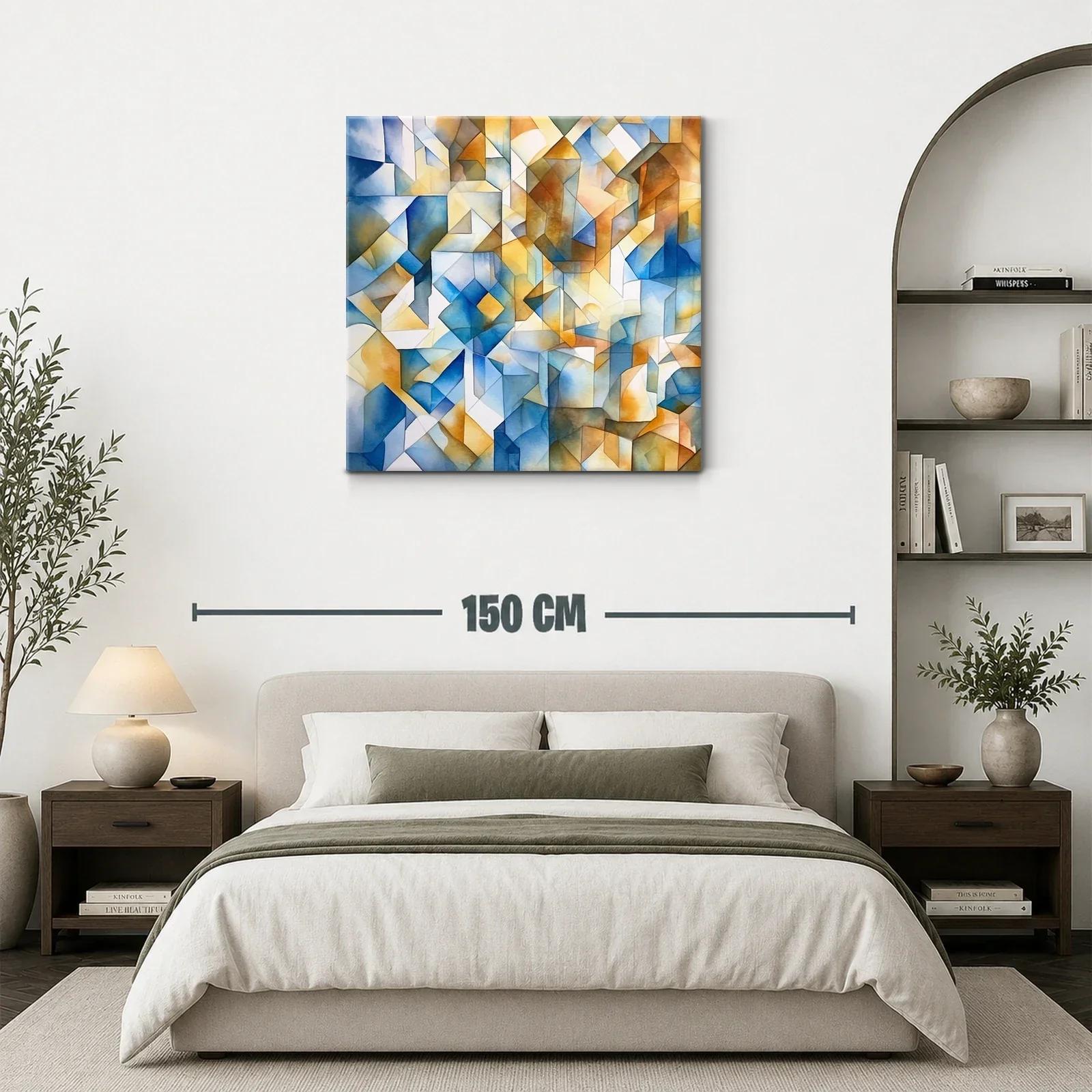 Composición abstracta con tonos azules y ocres cálidos — miniatura 3
