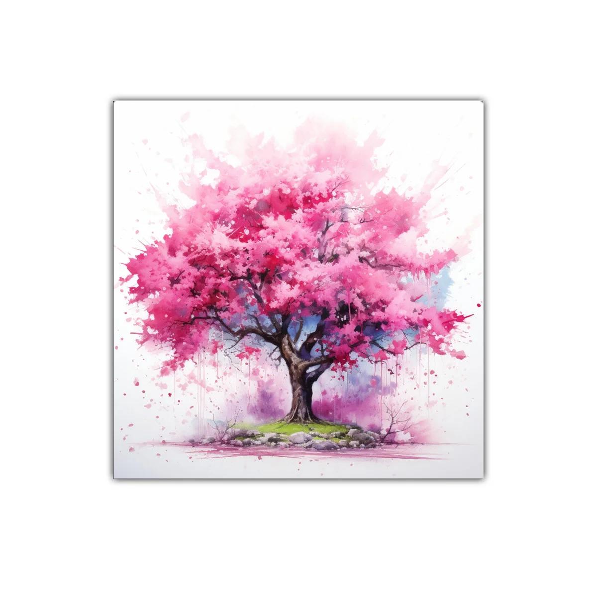 Inspirador árbol en flor con vibrantes tonos rosas y verdes — imagen principal