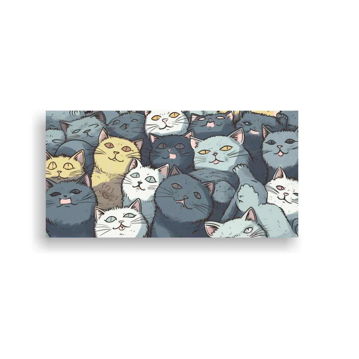 Cuadro grupo de gatos formando un patrón denso — imagen principal