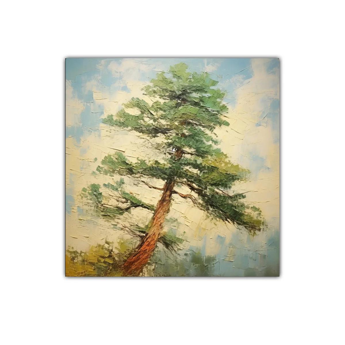 Cuadro de árbol solitario con cielo azul y tonos naturales — imagen principal