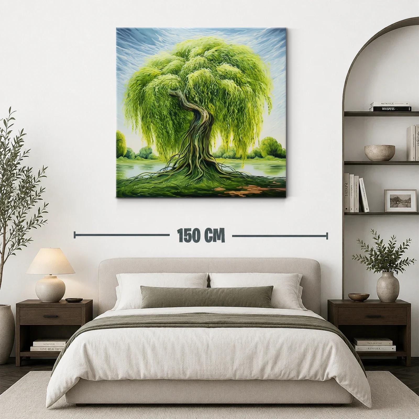Esplendoroso árbol de sauce junto al agua en paisaje sereno — miniatura 3